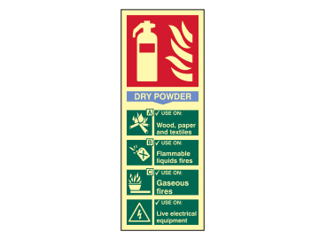 Fire Extinguisher Composite - Dry Powder - Photoluminescent 75 x 200mm          