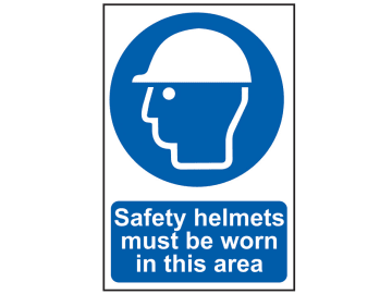 Safety Helmets Must Be Worn In This Area - PVC Sign 400 x 600mm                 