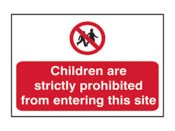 Children Prohibited From Entering Site - PVC Sign 600 x 400mm                   