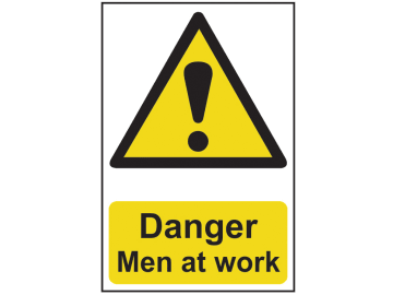 Danger Men At Work - PVC Sign 400 x 600mm                                       