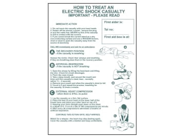 How To Treat An Electric Shock Casualty - PVC Sign 400 x 600mm                  