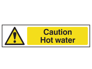 Caution Hot Water - PVC Sign 200 x 50mm                                         