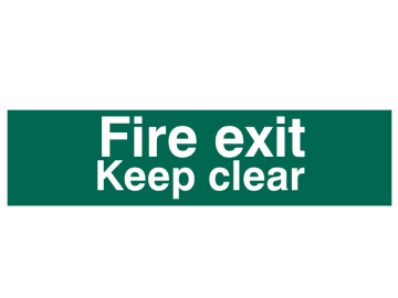 Fire Exit Keep Clear Text Only - PVC Sign 200 x 50mm                            