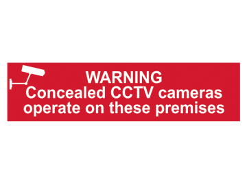 Warning Concealed CCTV Camera - PVC Sign 200 x 50mm                             