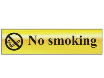 No Smoking - Polished Brass Effect 200 x 50mm                                   