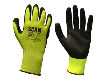 Hi-Vis Yellow Foam Latex Coated Gloves - XXL (Size 11)                          