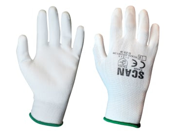 White PU Coated Gloves - M (Size 8) (Pack 12)                                   