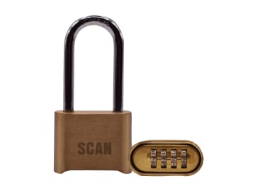 Brass Combination Padlock 50mm Long Shackle                                     