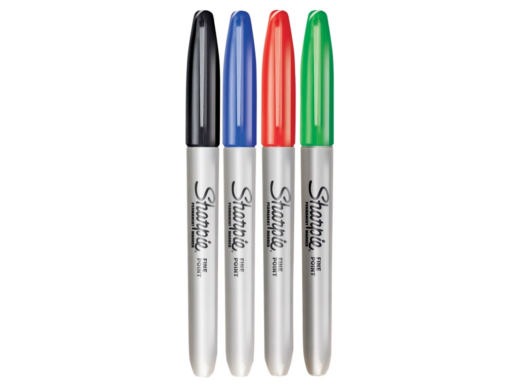 Fine Tip Permanent Marker Assorted (Pack 4)                                     