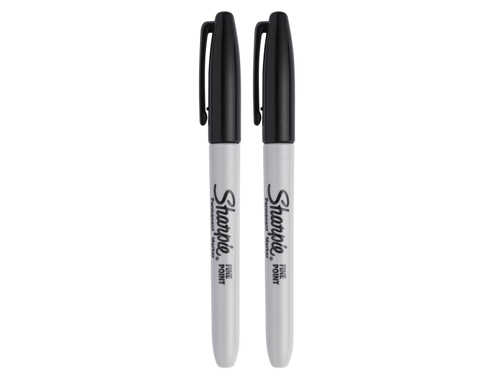 Fine Tip Permanent Marker Black (Pack 2)                                        