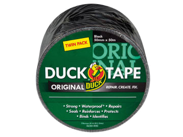 Duck Tape® Original 50mm x 50m Black (Twin Pack)                                