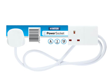 Extension Lead 240V 4-Gang 13A White 1m                                         