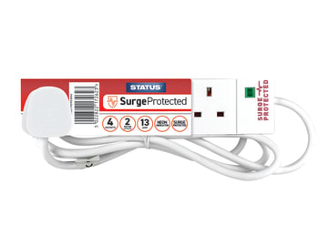 Surge Protected Extension Lead 240V 4-Gang 13A White 2m                         