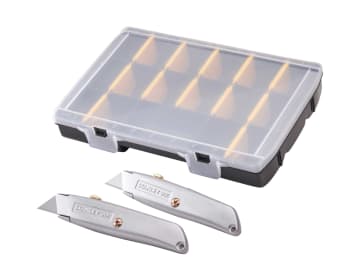 99E Trimming Knife Twin Pack with 50 Spare Blades in Organiser                  