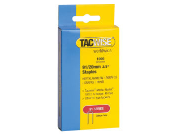 91 Narrow Crown Staples 20mm - Electric Tackers (Pack 1000)                     