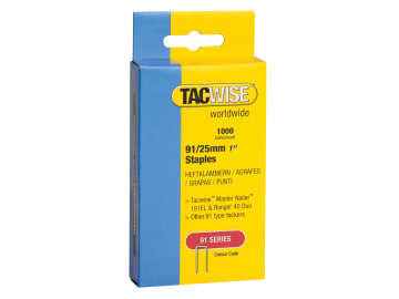 91 Narrow Crown Staples 25mm - Electric Tackers (Pack 1000)                     
