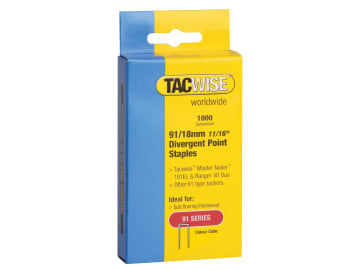 91 Narrow Crown Divergent Point Staples 18mm - Electric Tackers (Pack 1000)     