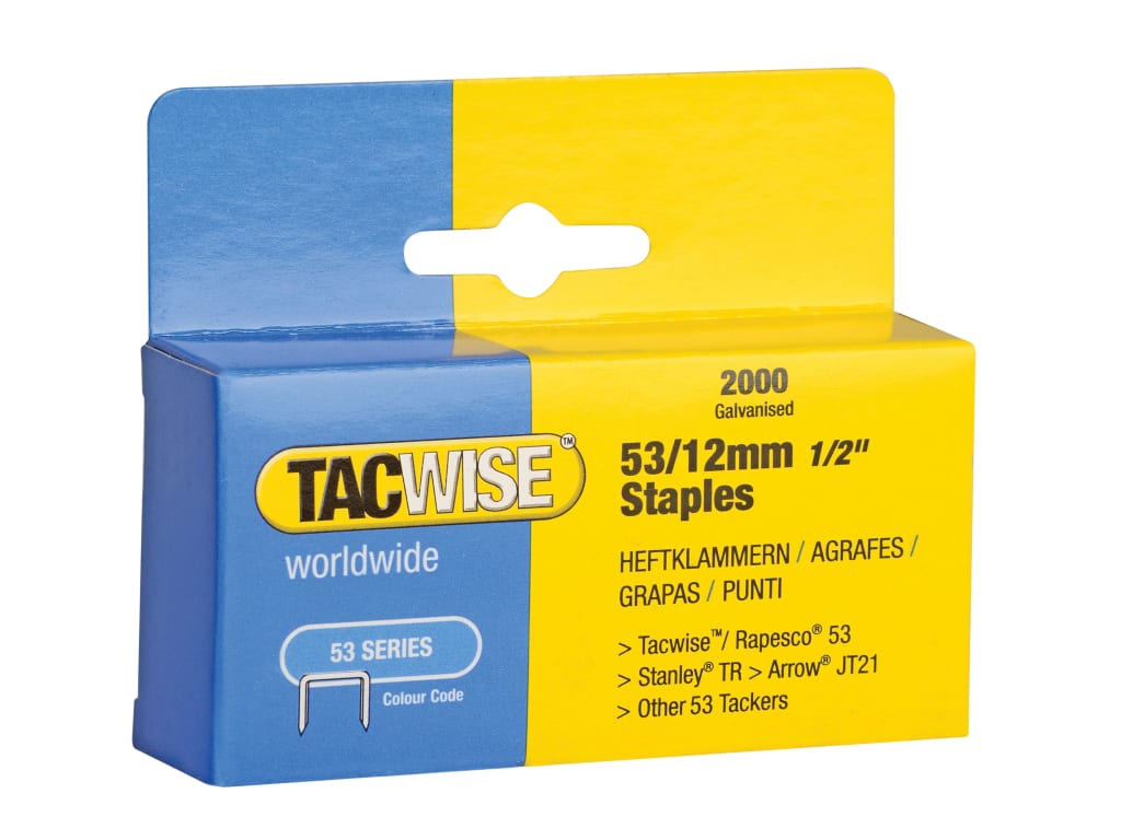53 Light-Duty Staples 12mm (Type JT21  A) (Pack 2000)                           