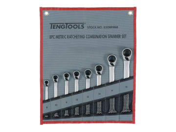 Ratcheting Combination Spanner Set, 8 Piece                                     
