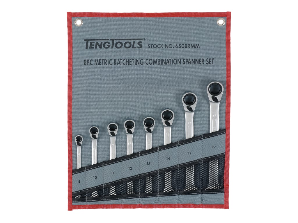Ratcheting Combination Spanner Set, 8 Piece                                     