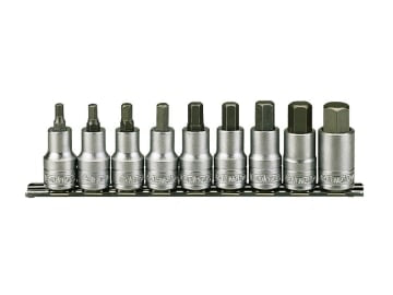 1/2in Drive M1212 Hex Socket Clip Rail Set, 9 Piece                             