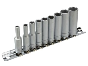 M1407 Deep Socket Clip Rail Set of 10 Metric 1/4in Drive                        