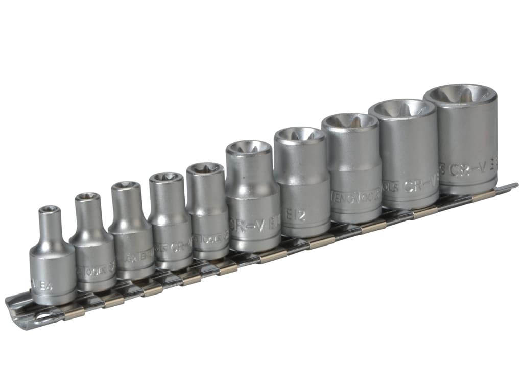 M3814 Socket Clip Rail TX-E Set of 10 3/8in & 1/4in Drive                       