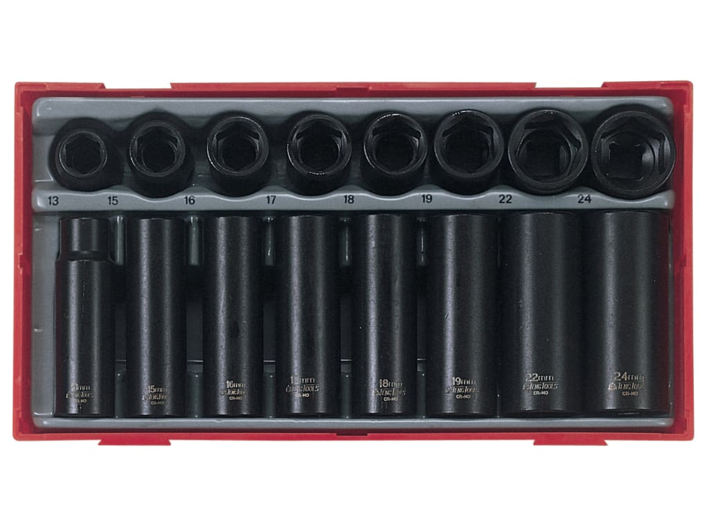 TT9116 Regular/Deep Impact Socket Set, 16 Piece-  1/2in Drive                   