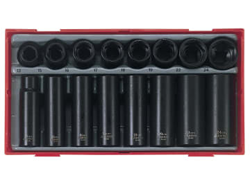 TT9116 Regular/Deep Impact Socket Set, 16 Piece-  1/2in Drive                   