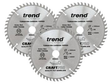 CraftPro Plunge Saw Blade 160 x 20mm x 48T (Pack 3)                             