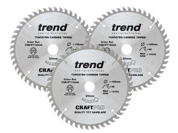 CraftPro Panel Trim Saw Blade 165 x 20mm x 48T (Pack 3)                         