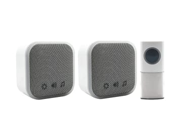 Portable and Plug-In Door Chime Set, White                                      