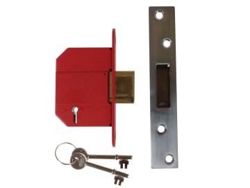 StrongBOLT 2100S BS 5 Lever Mortice Deadlock 81mm 3in Satin Chrome Box          