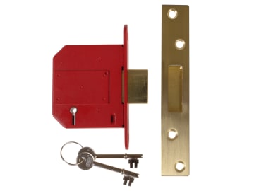 StrongBOLT 2100S BS 5 Lever Mortice Deadlock 81mm 3in Satin Brass Box           