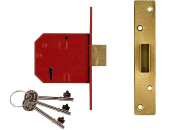 2134E 5 Lever BS Mortice Deadlock Satin Brass Finish 67mm 2.5in Box             