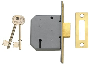 2177 3 Lever Mortice Deadlock Polished Brass 65mm 2.5in Box                     