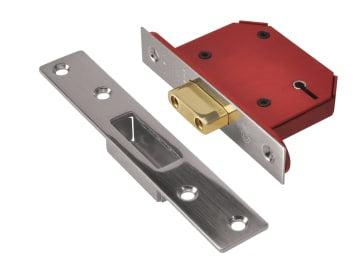 StrongBOLT 2105S Stainless Steel 5 Lever Mortice Deadlock 68mm 2.5in Visi       