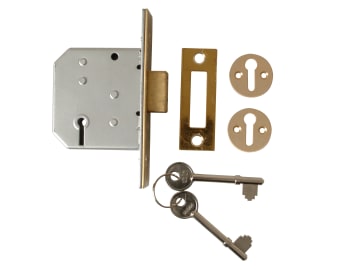2177 3 Lever Mortice Deadlock Polished Brass 65mm 2.5in Visi                    