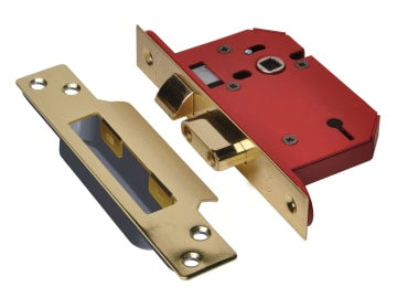 StrongBOLT 2203S 3 Lever Mortice Sashlock Polished Brass 68mm 2.5in Visi        