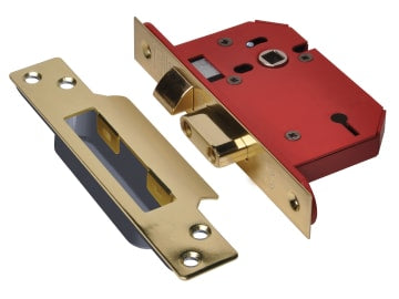 StrongBOLT 2203S 3 Lever Mortice Sashlock Polished Brass 81mm 3in Visi          