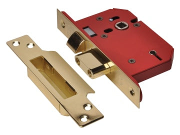 StrongBOLT 2205S 5 Lever Mortice Sashlock Polished Brass 68mm 2.5in Visi        