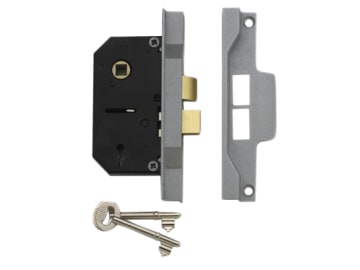 2242 2 Lever Mortice Rebated Sashlock Silver Enamel 65.5mm 2.5in Visi           