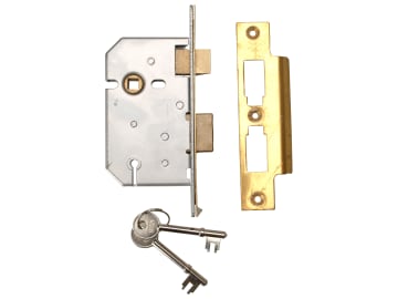 2277 3 Lever Mortice Sashlock Polished Brass 65mm 2.5in Visi                    