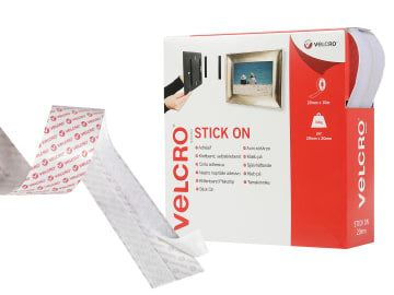 VELCRO® Brand Stick On Tape 20mm x 10m White                                    