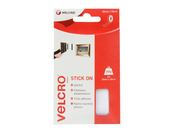 VELCRO® Brand Stick On Tape 20mm x 50cm White                                   