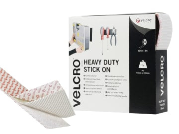 VELCRO® Brand Heavy-Duty Stick On Tape 50mm x 5m White                          