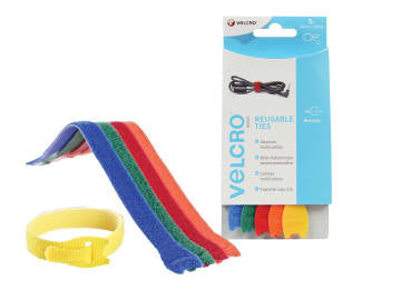 VELCRO® Brand ONE-WRAP® Reusable Ties (5) 12mm x 20cm Multi-Colour              