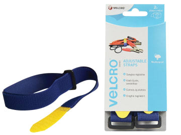 VELCRO® Brand Adjustable Straps (2) 25mm x 46cm Blue                            
