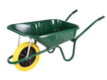 90L Green Builder's Wheelbarrow - Puncture Proof                                