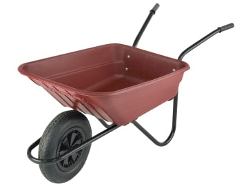 Boxed 90L Burgundy Polypropylene Wheelbarrow                                    